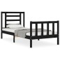 vidaXL Estructura de cama con cabecero madera maciza negro 100x200 cm vidaXL Estructura de cama con cabecero madera maciza negro 100x200 cm