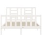 vidaXL Estructura de cama con cabecero madera maciza blanco 120x200 cm vidaXL Estructura de cama con cabecero madera maciza blanco 120x200 cm
