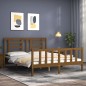 vidaXL Estructura de cama matrimonio con cabecero madera marrón miel