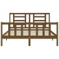 vidaXL Estructura de cama matrimonio con cabecero madera marrón miel