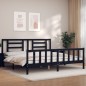 vidaXL Estructura de cama con cabecero madera maciza negro 200x200 cm vidaXL Estructura de cama con cabecero madera maciza negro 200x200 cm