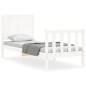 vidaXL Estructura de cama individual con cabecero madera maciza blanco