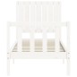 vidaXL Estructura de cama individual con cabecero madera maciza blanco