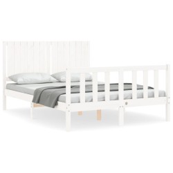 vidaXL Estructura de cama con cabecero madera maciza blanco 140x200 cm