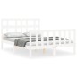 vidaXL Estructura cama de matrimonio con cabecero madera maciza blanco vidaXL Estructura cama de matrimonio con cabecero madera maciza blanco