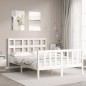 vidaXL Estructura cama de matrimonio con cabecero madera maciza blanco vidaXL Estructura cama de matrimonio con cabecero madera maciza blanco