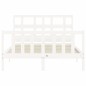 vidaXL Estructura cama de matrimonio con cabecero madera maciza blanco vidaXL Estructura cama de matrimonio con cabecero madera maciza blanco