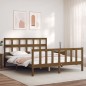 vidaXL Estructura de cama matrimonio con cabecero madera marrón miel vidaXL Estructura de cama matrimonio con cabecero madera marrón miel