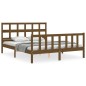 vidaXL Estructura de cama matrimonio con cabecero madera marrón miel vidaXL Estructura de cama matrimonio con cabecero madera marrón miel