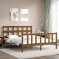 vidaXL Estructura de cama matrimonio con cabecero madera marrón miel vidaXL Estructura de cama matrimonio con cabecero madera marrón miel