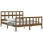 vidaXL Estructura de cama matrimonio con cabecero madera marrón miel vidaXL Estructura de cama matrimonio con cabecero madera marrón miel