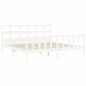 vidaXL Estructura cama de matrimonio con cabecero madera maciza blanco