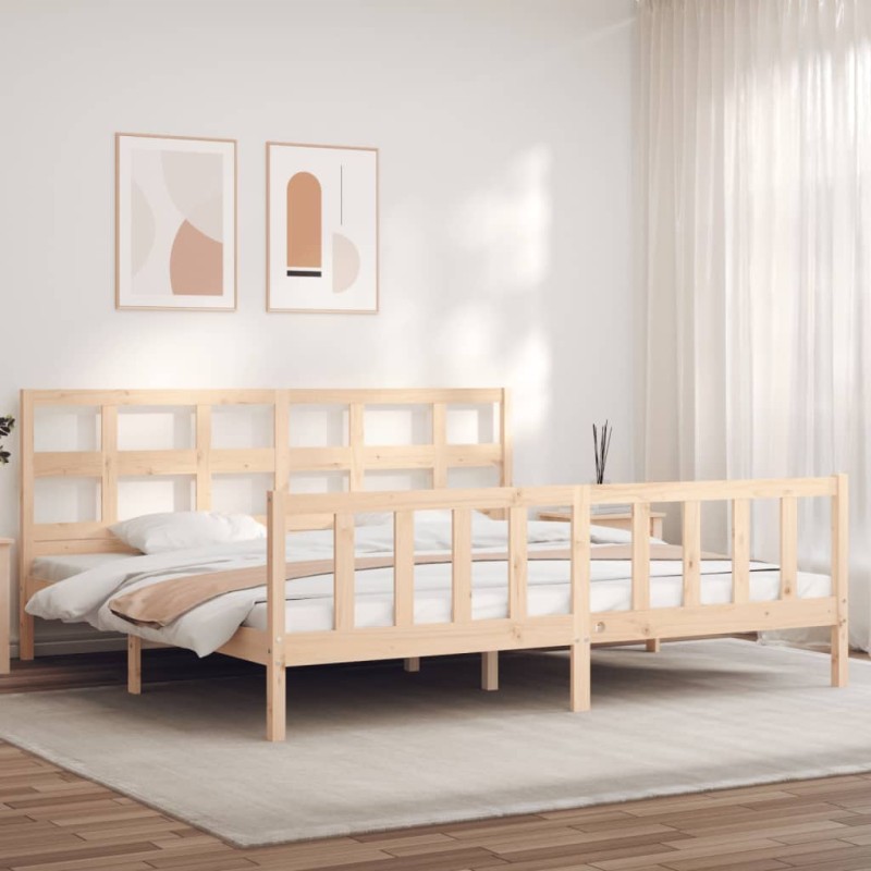 vidaXL Estructura de cama con cabecero madera maciza 200x200 cm vidaXL Estructura de cama con cabecero madera maciza 200x200 cm