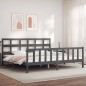 vidaXL Estructura de cama con cabecero madera maciza gris 200x200 cm vidaXL Estructura de cama con cabecero madera maciza gris 200x200 cm