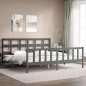 vidaXL Estructura de cama con cabecero madera maciza gris 200x200 cm vidaXL Estructura de cama con cabecero madera maciza gris 200x200 cm