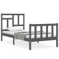 vidaXL Estructura de cama con cabecero madera maciza gris vidaXL Estructura de cama con cabecero madera maciza gris