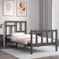 vidaXL Estructura de cama con cabecero madera maciza gris vidaXL Estructura de cama con cabecero madera maciza gris