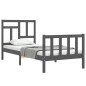 vidaXL Estructura de cama con cabecero madera maciza gris vidaXL Estructura de cama con cabecero madera maciza gris