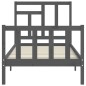 vidaXL Estructura de cama con cabecero madera maciza gris vidaXL Estructura de cama con cabecero madera maciza gris