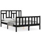 vidaXL Estructura cama de matrimonio con cabecero madera maciza negra