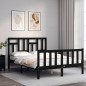 vidaXL Estructura cama de matrimonio con cabecero madera maciza negra