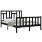 vidaXL Estructura cama de matrimonio con cabecero madera maciza negra