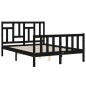 vidaXL Estructura cama de matrimonio con cabecero madera maciza negra