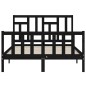 vidaXL Estructura cama de matrimonio con cabecero madera maciza negra