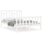 vidaXL Estructura de cama con cabecero madera maciza blanco 140x190 cm vidaXL Estructura de cama con cabecero madera maciza blanco 140x190 cm