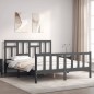 vidaXL Estructura de cama matrimonio con cabecero madera maciza gris
