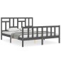 vidaXL Estructura de cama matrimonio con cabecero madera maciza gris