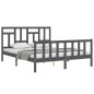vidaXL Estructura de cama matrimonio con cabecero madera maciza gris