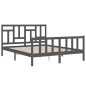 vidaXL Estructura de cama matrimonio con cabecero madera maciza gris