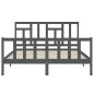 vidaXL Estructura de cama matrimonio con cabecero madera maciza gris