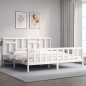 vidaXL Estructura cama de matrimonio con cabecero madera maciza blanco vidaXL Estructura cama de matrimonio con cabecero madera maciza blanco