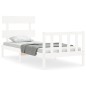 vidaXL Estructura de cama individual con cabecero madera maciza blanco vidaXL Estructura de cama individual con cabecero madera maciza blanco