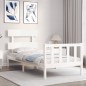 vidaXL Estructura de cama individual con cabecero madera maciza blanco vidaXL Estructura de cama individual con cabecero madera maciza blanco