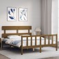 vidaXL Estructura de cama matrimonio con cabecero madera marrón miel vidaXL Estructura de cama matrimonio con cabecero madera marrón miel