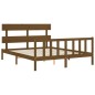 vidaXL Estructura de cama matrimonio con cabecero madera marrón miel vidaXL Estructura de cama matrimonio con cabecero madera marrón miel