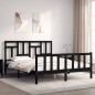 vidaXL Estructura de cama con cabecero madera maciza negro 160x200 cm