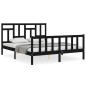 vidaXL Estructura de cama con cabecero madera maciza negro 160x200 cm