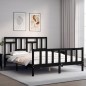 vidaXL Estructura de cama con cabecero madera maciza negro 160x200 cm