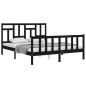 vidaXL Estructura de cama con cabecero madera maciza negro 160x200 cm