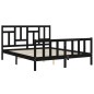 vidaXL Estructura de cama con cabecero madera maciza negro 160x200 cm