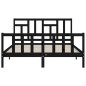 vidaXL Estructura de cama con cabecero madera maciza negro 160x200 cm