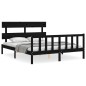 vidaXL Estructura de cama con cabecero madera maciza negro 160x200 cm vidaXL Estructura de cama con cabecero madera maciza negro 160x200 cm