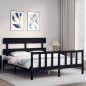 vidaXL Estructura de cama con cabecero madera maciza negro 160x200 cm vidaXL Estructura de cama con cabecero madera maciza negro 160x200 cm