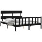 vidaXL Estructura de cama con cabecero madera maciza negro 160x200 cm vidaXL Estructura de cama con cabecero madera maciza negro 160x200 cm