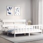 vidaXL Estructura cama de matrimonio con cabecero madera maciza blanco