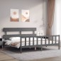 vidaXL Estructura de cama con cabecero madera maciza gris 200x200 cm vidaXL Estructura de cama con cabecero madera maciza gris 200x200 cm